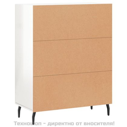 Сайдборд, бял гланц, 69,5x34x90 см, инженерно дърво