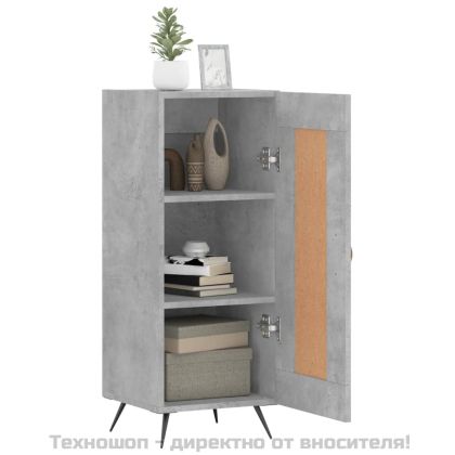 Сайдборд, бетонно сив, 34,5x34x90 см, инженерно дърво