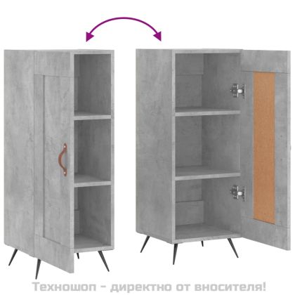 Сайдборд, бетонно сив, 34,5x34x90 см, инженерно дърво