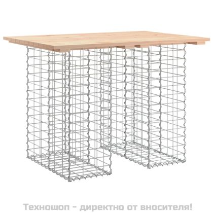 Градинска маса, дизайн от габион, 100x70x72 см, масивна дървесина, бор