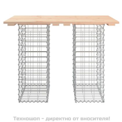 Градинска маса, дизайн от габион, 100x70x72 см, масивна дървесина, бор