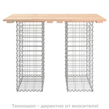 Градинска маса, дизайн от габион, 100x70x72 см, масивна дървесина, бор