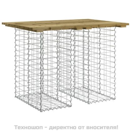 Градинска маса, дизайн на габион, 100x70x72 см, импрегнирана дървесина, бор