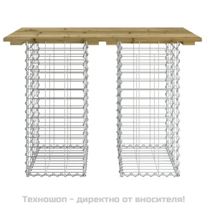 Градинска маса, дизайн на габион, 100x70x72 см, импрегнирана дървесина, бор