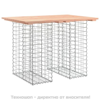 Градинска маса, дизайн от габион, 100x70x72 см, масивна дървесина, Дъглас