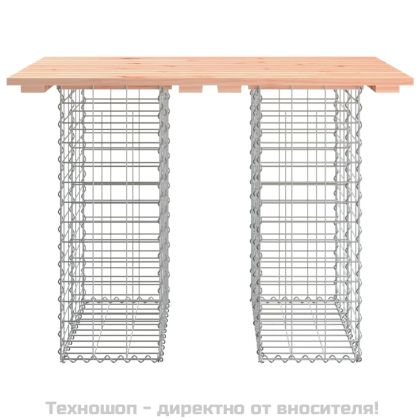 Градинска маса, дизайн от габион, 100x70x72 см, масивна дървесина, Дъглас