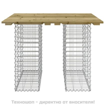 Градинска маса, дизайн габион, 100x102x72 см, импрегнирана дървесина, бор