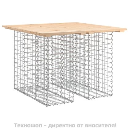 Градинска маса, дизайн от габион, 100x102x72 см, масивна дървесина, бор