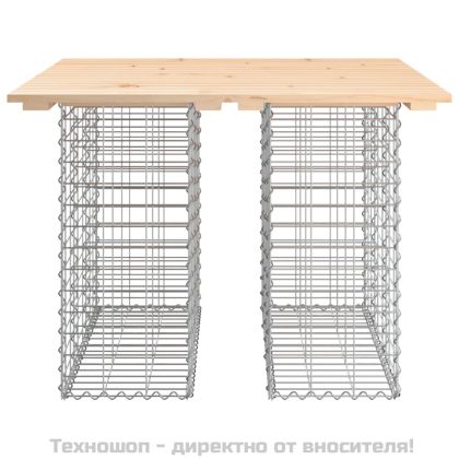 Градинска маса, дизайн от габион, 100x102x72 см, масивна дървесина, бор