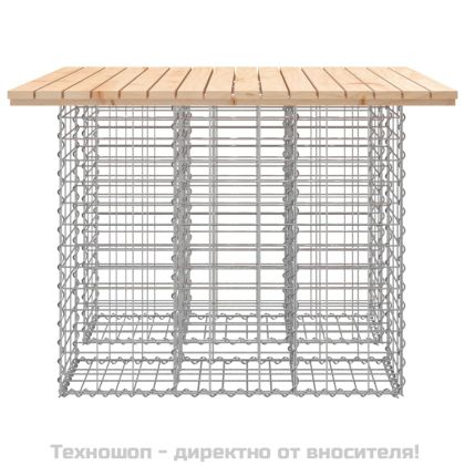 Градинска маса, дизайн от габион, 100x102x72 см, масивна дървесина, бор