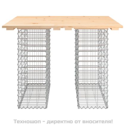 Градинска маса, дизайн от габион, 100x102x72 см, масивна дървесина, бор
