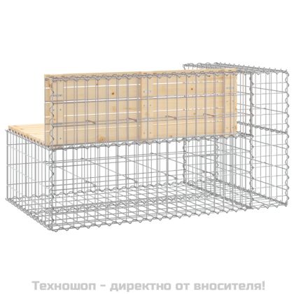 Градинска пейка габионен дизайн 122x71x65,5 см бор масив