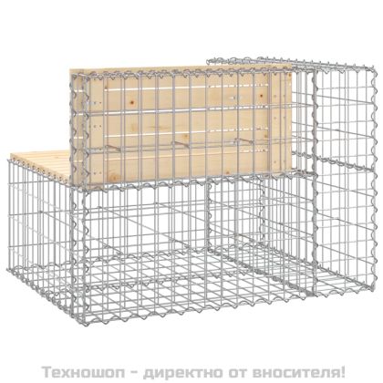 Градинска пейка габионен дизайн 92x71x65,5 см бор масив