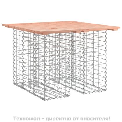 Градинска маса, дизайн от габион, 100x102x72 см, масивна дървесина, Дъглас