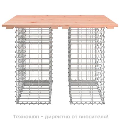 Градинска маса, дизайн от габион, 100x102x72 см, масивна дървесина, Дъглас