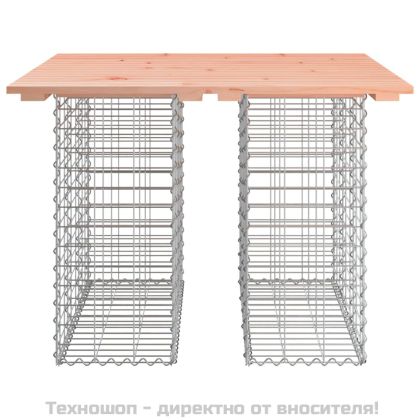 Градинска маса, дизайн от габион, 100x102x72 см, масивна дървесина, Дъглас