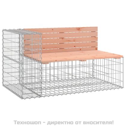 Градинска пейка габион 122x71x65,5 см дугласко дърво масив