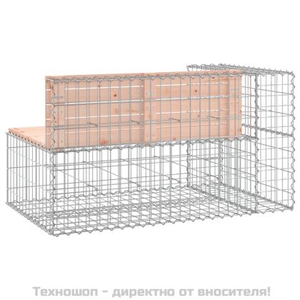 Градинска пейка габион 122x71x65,5 см дугласко дърво масив