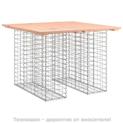 Градинска маса, дизайн от габион, 100x102x72 см, масивна дървесина, Дъглас