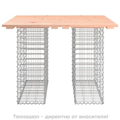 Градинска маса, дизайн от габион, 100x102x72 см, масивна дървесина, Дъглас