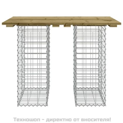Градинска маса, дизайн на габион, 100x70x72 см, импрегнирана дървесина, бор