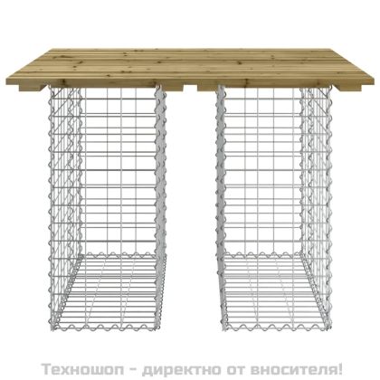 Градинска маса, дизайн габион, 100x102x72 см, импрегнирана дървесина, бор