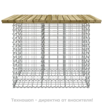 Градинска маса, дизайн габион, 100x102x72 см, импрегнирана дървесина, бор