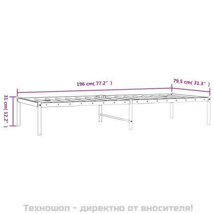 Метална рамка за легло, черна, 75x190 см
