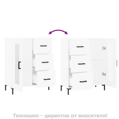 Сайдборд, бял, 69,5x34x90 см, инженерно дърво