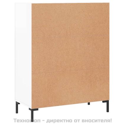 Сайдборд, бял гланц, 69,5x34x90 см, инженерно дърво