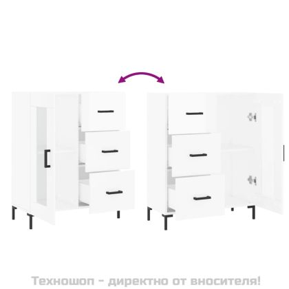 Сайдборд, бял гланц, 69,5x34x90 см, инженерно дърво