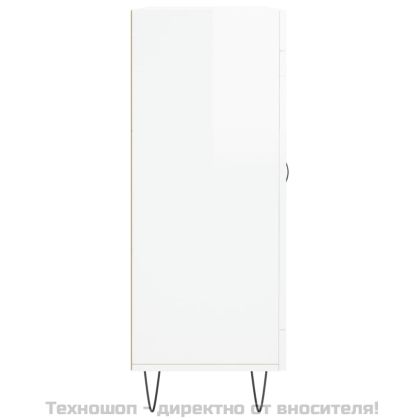 Сайдборд, бял гланц, 69,5x34x90 см, инженерно дърво