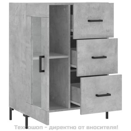 Сайдборд, бетонно сив, 69,5x34x90 см, инженерно дърво