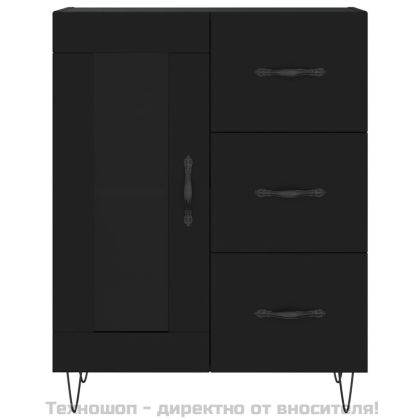 Сайдборд, черен, 69,5x34x90 см, инженерно дърво