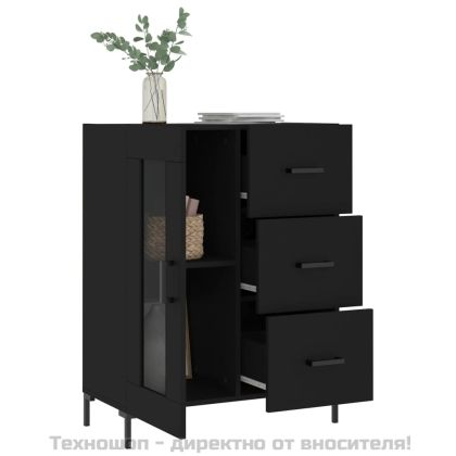 Сайдборд, черен, 69,5x34x90 см, инженерно дърво