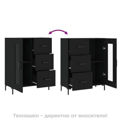 Сайдборд, черен, 69,5x34x90 см, инженерно дърво