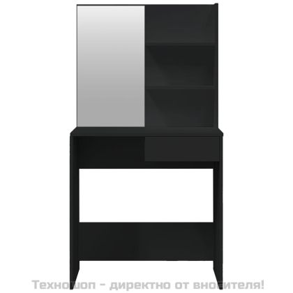 Тоалетка с огледало, черна, 74,5x40x141 см