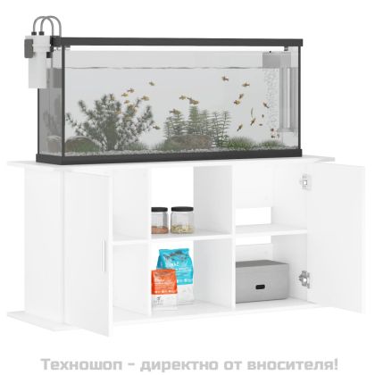 Поставка за аквариум, бяла, 121x41x58 см, инженерно дърво