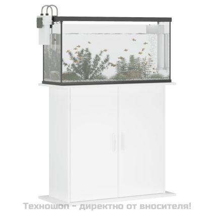 Поставка за аквариум, бяла, 81x36x73 см, инженерно дърво