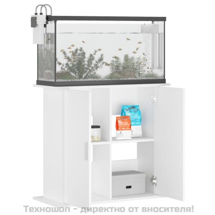 Поставка за аквариум, бяла, 81x36x73 см, инженерно дърво