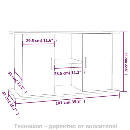 Поставка за аквариум, черна, 101x41x58 см, инженерно дърво
