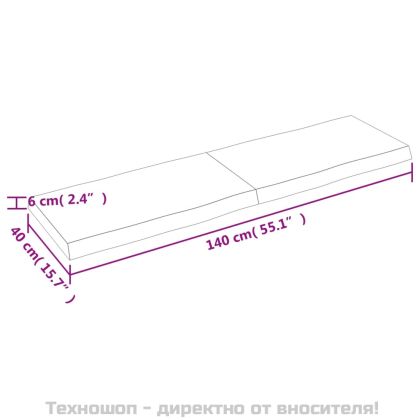 Плот за маса светлокафяв 140x40x(2-6) см обработен масивен дъб