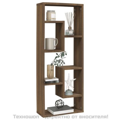 Стенен рафт, кафяв дъб, 36x16x90 см, инженерно дърво