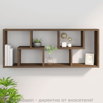 Стенен рафт, кафяв дъб, 36x16x90 см, инженерно дърво