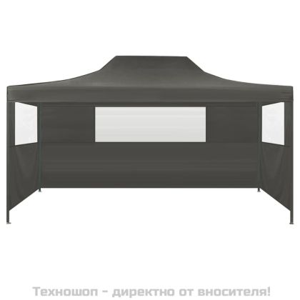 Сгъваема парти шатра с 3 странични стени 3х4 м стомана антрацит