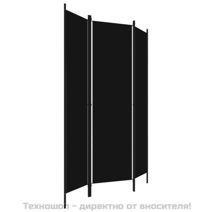 Параван за стая, 3 панела, черен, 150x180 см