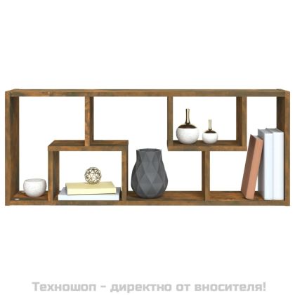 Стенен рафт, опушен дъб, 36x16x90 см, инженерно дърво