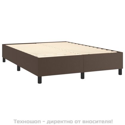 Рамка за легло с пружини, кафява, 140x200 см изкуствена кожа