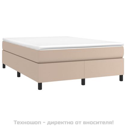 Рамка за легло с пружини, капучино, 140x190 см, изкуствена кожа