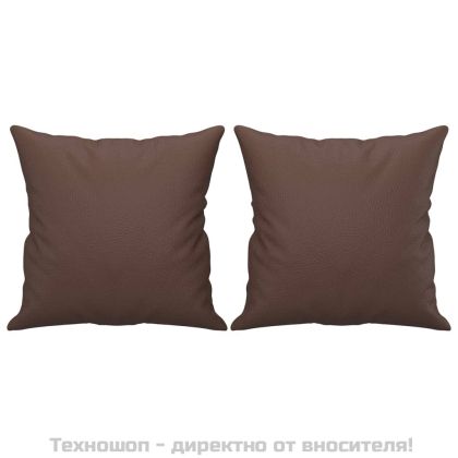 Декоративни възглавници, 2 бр, кафяви, 40x40см, изкуствена кожа
